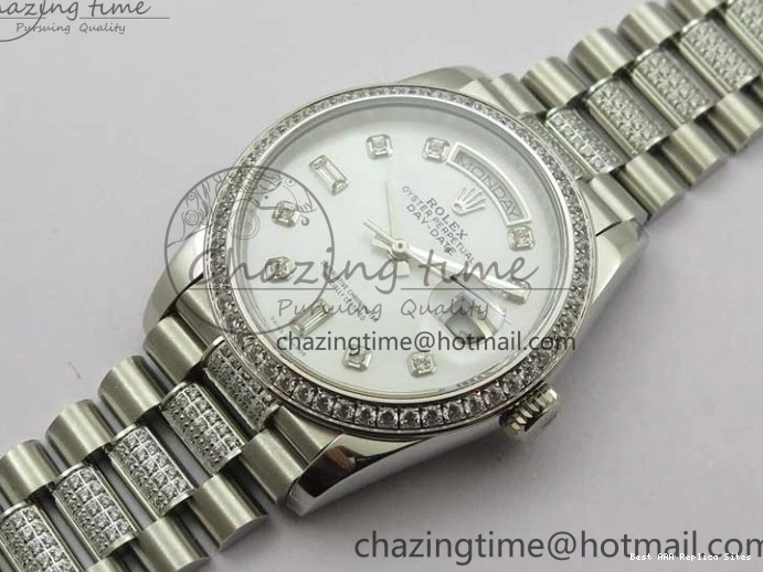 AAA Replica Watches 2682 Bracelet Edition MoistureWicking 36mm Day-Date MOP SS on Dial White President A 128239 Crystal Best SS Crystal Marker BP 1226